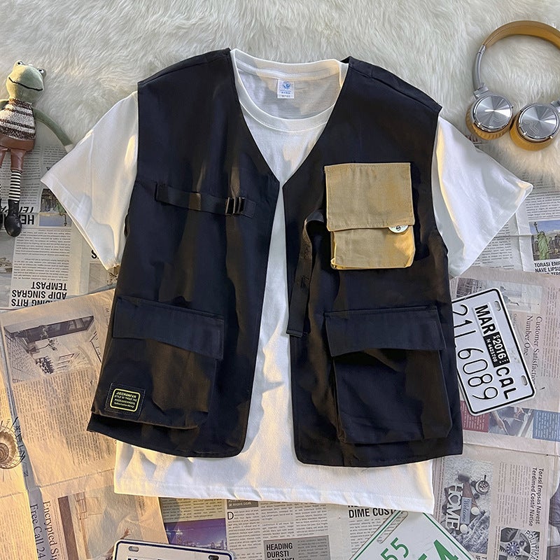 Japanese Style Retro Khachi Men'S Functional Tactical Vest Men'S Trendy Brand Sleeveless Vest Work Jacket - Image 5